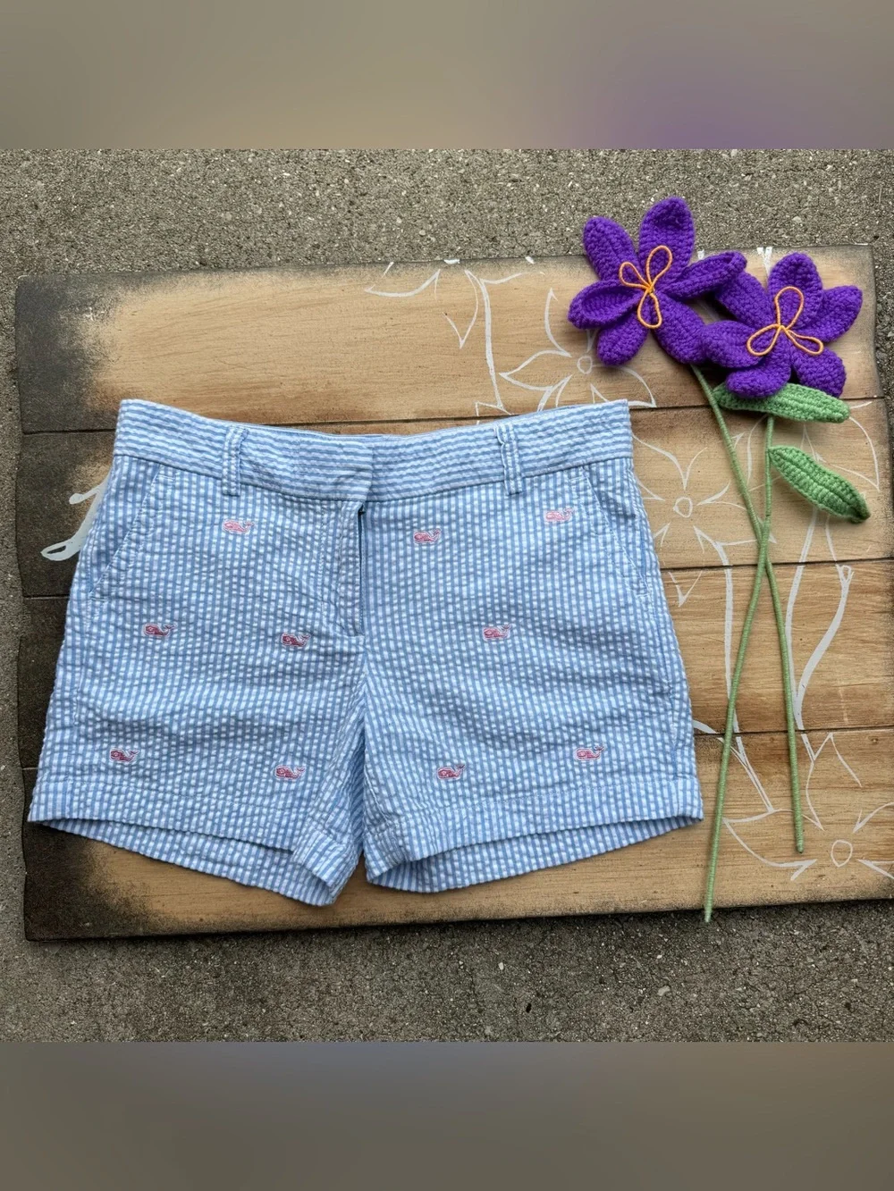 Vineyard Vines Whale Seersucker Shorts Girls Size 12
